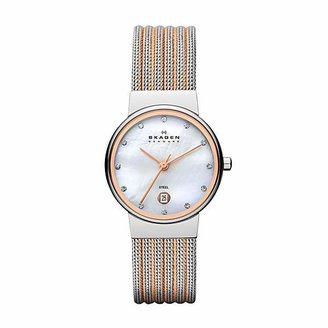 Skagen 355SSRS Ancher Silver and Rose Ladies Mesh Watch