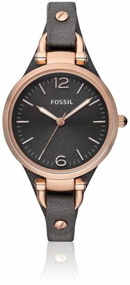 Fossil Georgia Rose Gold Bezeland Grey Leather Strap Ladies Watch