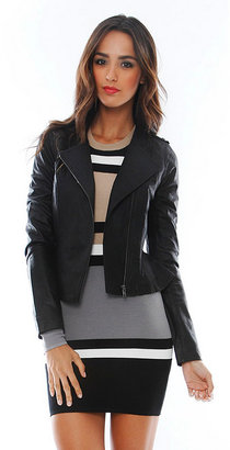 BB Dakota Nessa Peplum Leather Jacket in Black