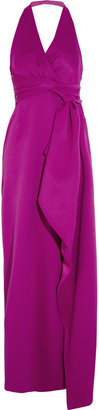 Halston Draped double-faced satin gown