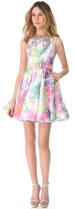 Alice + Olivia Floral Dress with Embellished Collar