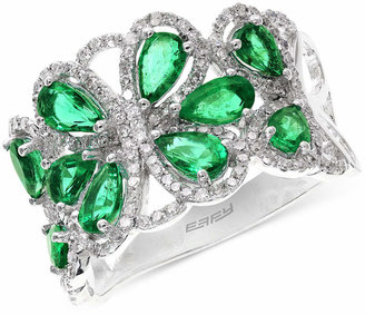 Effy Brasilica by Emerald (2-1/5 ct. t.w.) and Diamond (1/2 ct. t.w.) Flower Ring in 14k White Gold