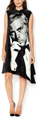 Giorgio Armani Velvet Asymmetrical Printed Front Dress