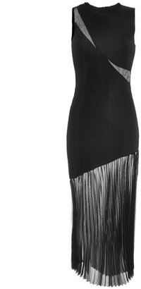 Barbara Casasola Black Dress With Sheer Pleated Skirt Black