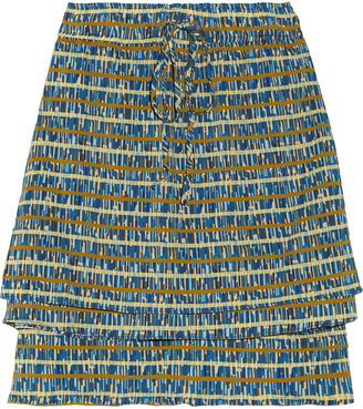 Suno Printed silk-blend chiffon skirt