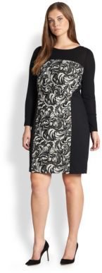 Kay Unger Kay Unger, Sizes 14-24 Patterned Mesh-Detail Dress