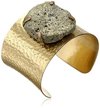 Yochi Pyrite Gold-Plated Cuff Bracelet