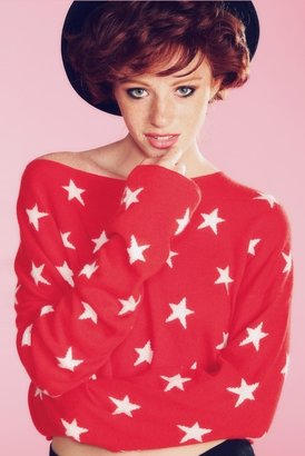 Wildfox Couture Starlight Cropped Billy Sweater in Hot Lipstick