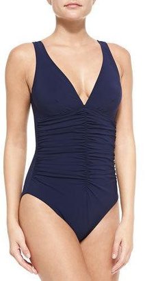 Karla Colletto Ruched-Front Underwire One-Piece Swimsuit