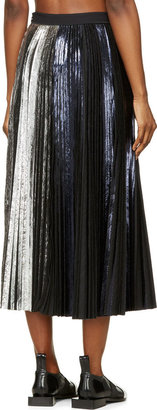 Proenza Schouler Purple & Silver Foil Pleated Long Skirt