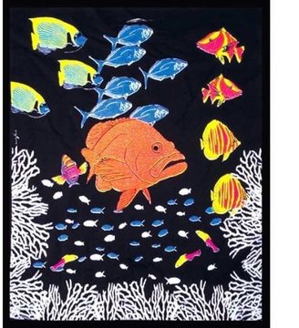 Old Glory Swimming Fishes - Blacklight Tapestry