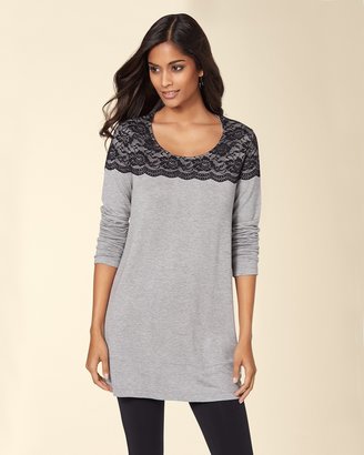 Soma Intimates Divine Terry Lace Yoke Swing Tunic Heather Silver
