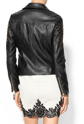 Juicy Couture Rhyme Los Angeles Vegan Leather Studded Arm Moto Jacket