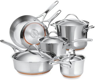 Anolon Nouvelle Copper Stainless Steel 10-Piece Cookware Set and Open Stock