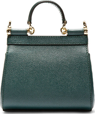 Dolce & Gabbana Green Pebbled Leather Mini Miss Sicily Bag