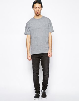 Cheap Monday Stripe T-Shirt with Cut and Sew Panels