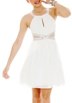 City Triangles City Triangle Sleeveless Lace-Inset Tulle Dress