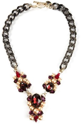 Anton Heunis oval crystal cluster and chain necklace