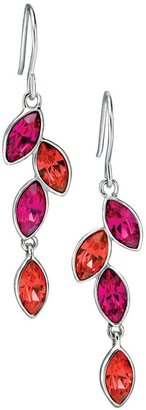 Fiorelli Sterling Silver Marquise Fuchsia Cubic Zirconia Leaf Earrings Made with Swarozski Elements