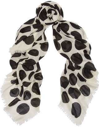 Lanvin Polka-dot cashmere and silk-blend scarf