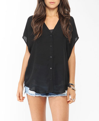 Forever 21 Oversized High-Low Button Up