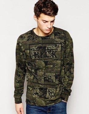 Pull&Bear Sweatshirt with Camo Print
