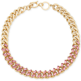 Carolee Gold-Tone Curb Chain Crystal Necklace