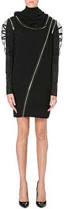 Jean Paul Gaultier Puffed-shoulder zip-detail dress