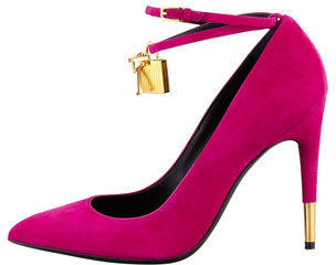 Tom Ford Padlock Ankle-Wrap Suede Pump