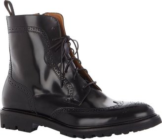 Barneys New York Wingtip Side-Zip Ankle Boots-Grey