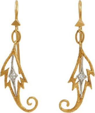 Cathy Waterman Diamond, Platinum & Gold Leaf Drop Earrings