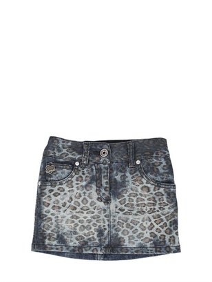 Richmond Junior - Leopard Printed Denim Skirt