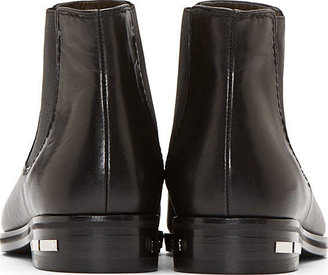 Lanvin Black Leather Studded Heel Chelsea Boots