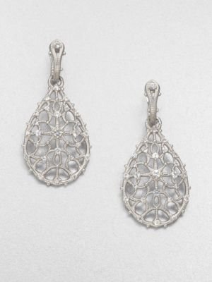 Judith Ripka White Sapphire & Sterling Silver Teardrop Earrings