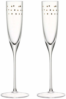 LSA International Garbo Blush Gold Dots Champagne Flutes - Set of 2