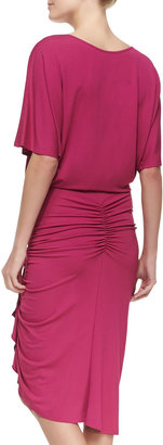 Michael Kors Ruched-Skirt Jersey Dress, Peony