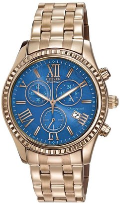 Citizen Eco-Drive Blue Dial Stainless Steel and Rose Gold Ladies Watch