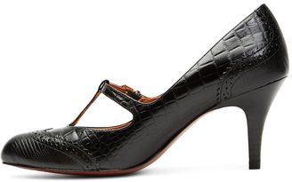 Brooks Brothers Exotic Embossed T-Strap Heels