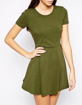 ASOS PETITE Skater Dress with Seam Detail and Short Sleeves