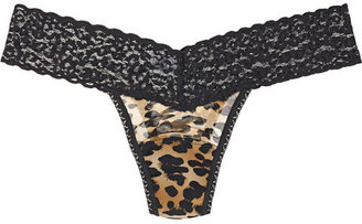 Hanky Panky Lace-trimmed leopard-print stretch-mesh thong
