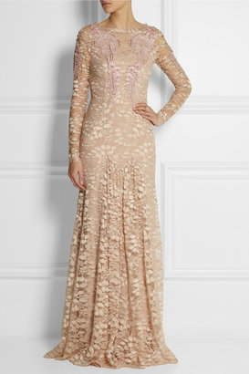 Temperley London Aven Tattoo embellished lace gown