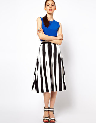 ASOS Midi Skirt In Bold Stripe