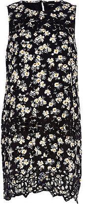 River Island Womens Black floral embroidered shift dress