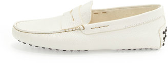 Tod's Pebbled Leather Penny Driver, White