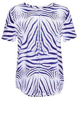 Equipment Riley Printed Washed-Silk Top Blue White