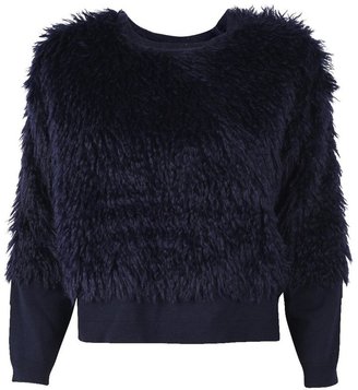 Derek Lam 10 Crosby Mohair Fur Combo Sweater