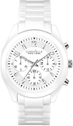 Bulova Caravelle New York by Women's Chronograph White Ceramic Bracelet Watch 36mm 45L145