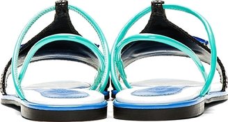 Kenzo Black & Turquoise Tao Flat Sandals