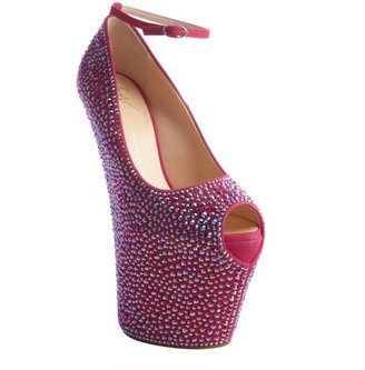 Giuseppe Zanotti hot pink crystal covered leather high platform heels
