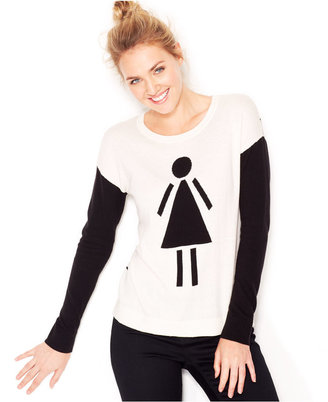 Kensie Long-Sleeve 'Woman' Colorblocked Sweater